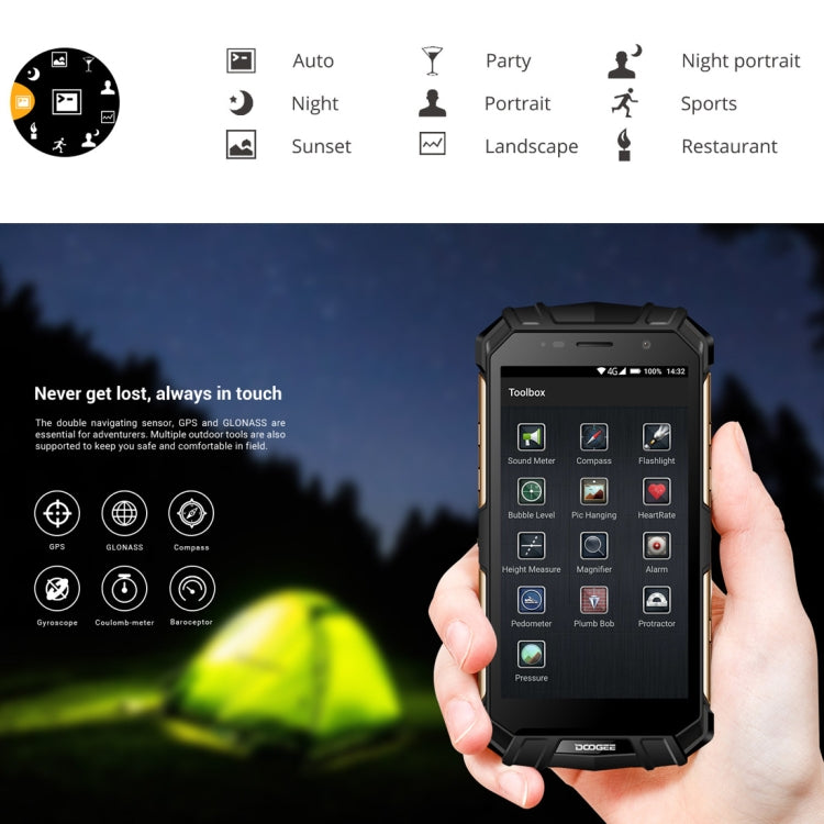 [HK Warehouse] DOOGEE S60 Lite Triple Proofing Phone, 4GB+32GB, IP68 Waterproof Dustproof Shockproof, 5580mAh Battery, Fingerprint Identification, 5.2 inch Android 7.0 MTK6750T Octa Core up to 1.5GHz, Network: 4G, NFC, OTA, Wireless Charge