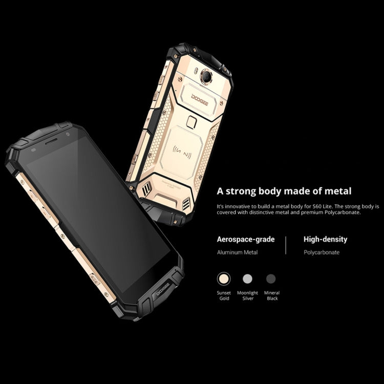 [HK Warehouse] DOOGEE S60 Lite Triple Proofing Phone, 4GB+32GB, IP68 Waterproof Dustproof Shockproof, 5580mAh Battery, Fingerprint Identification, 5.2 inch Android 7.0 MTK6750T Octa Core up to 1.5GHz, Network: 4G, NFC, OTA, Wireless Charge