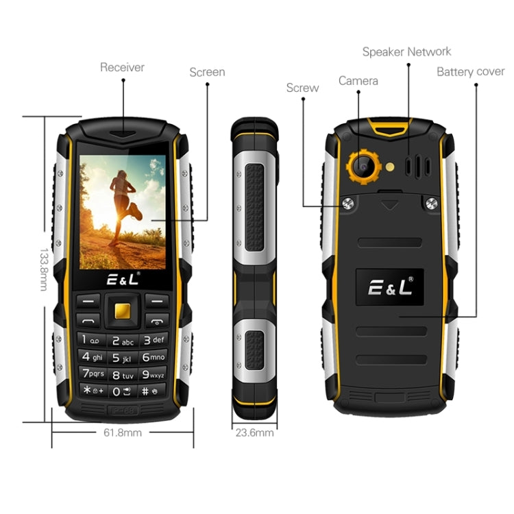 E&L S600 Triple Proofing Phone, IP68 Waterproof Dustproof Shockproof, 2.4 inch, SC6531D 234MHz, Bluetooth, FM, Dual SIM, MIL-STD-810G Certified(Grey)
