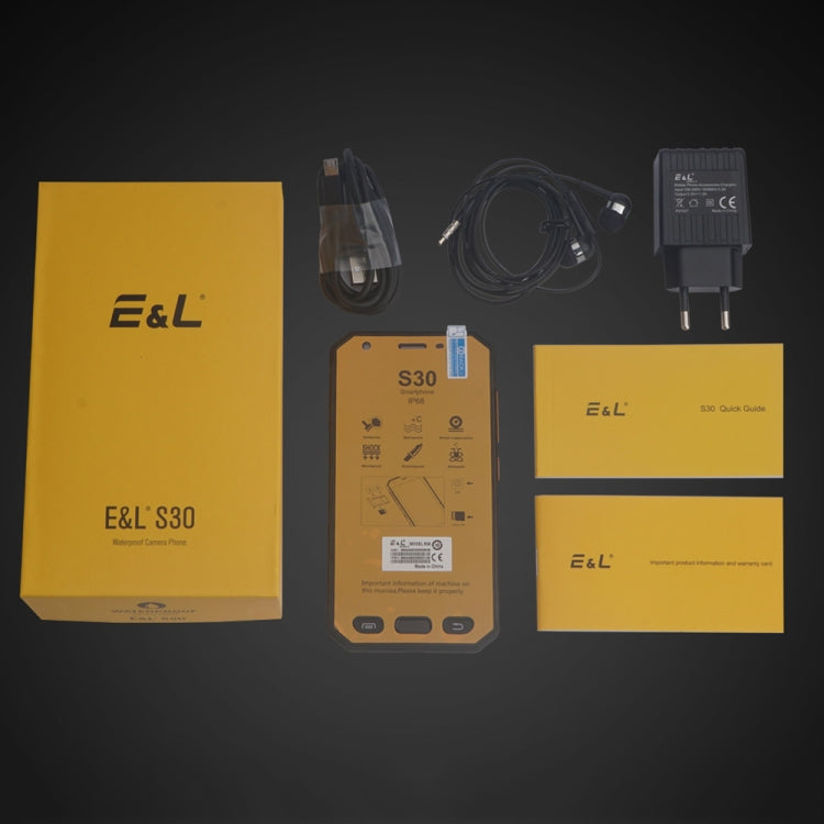 [HK Warehouse] E&L S30 Triple Proofing Phone, 2GB+16GB, IP68 Waterproof Dustproof Shockproof, Fingerprint Identification, 4.7 inch Android 7.0 MTK6737 Quad Core up to 1.5GHz, MIL-STD-810G Certified(Black)