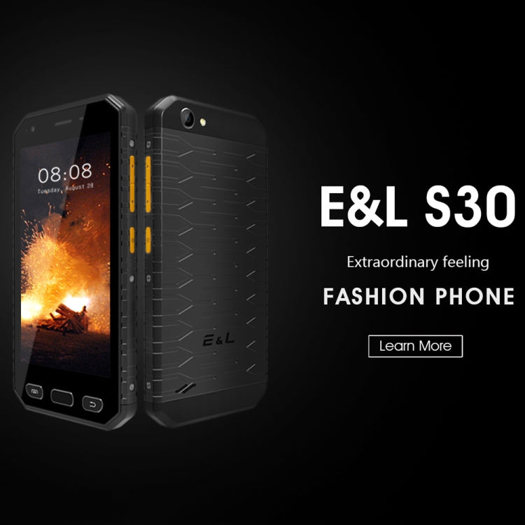 [HK Warehouse] E&L S30 Triple Proofing Phone, 2GB+16GB, IP68 Waterproof Dustproof Shockproof, Fingerprint Identification, 4.7 inch Android 7.0 MTK6737 Quad Core up to 1.5GHz, MIL-STD-810G Certified(Black)