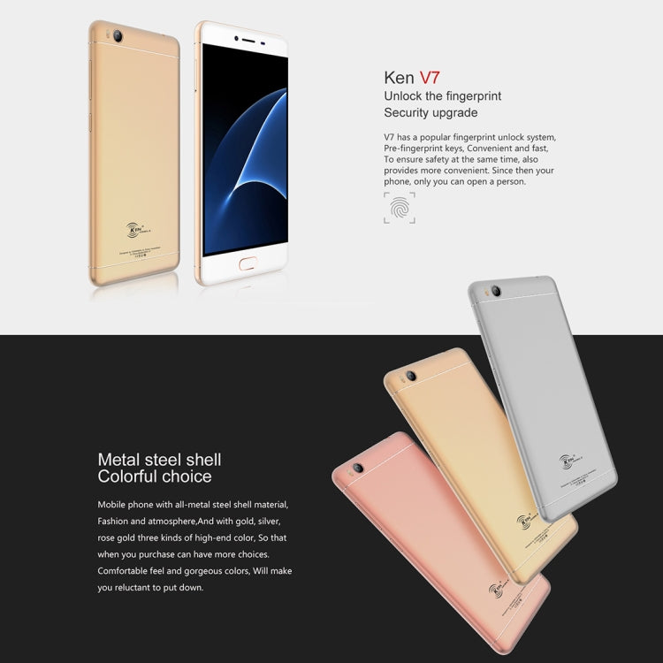 [HK Warehouse] KEN XIN DA V7, 2GB+16GB, Fingerprint Identification, 5.0 inch Android 6.0 MTK6735 Quad Core up to 1.5GHz, Network: 4G, Dual SIM