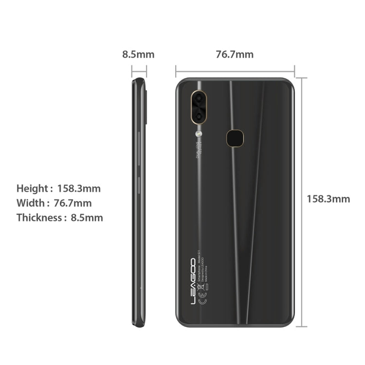 [HK Warehouse] LEAGOO S11, 4GB+64GB, Dual Back Cameras, Face ID & Fingerprint Identification, 6.3 inch Water-drop Screen Android 9.0 MTK6762 Helio P22 Octa Core up to 2.0GHz, Network: 4G, Dual SIM, OTG