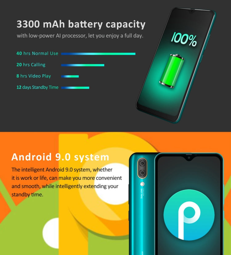 [HK Warehouse] LEAGOO S11, 4GB+64GB, Dual Back Cameras, Face ID & Fingerprint Identification, 6.3 inch Water-drop Screen Android 9.0 MTK6762 Helio P22 Octa Core up to 2.0GHz, Network: 4G, Dual SIM, OTG