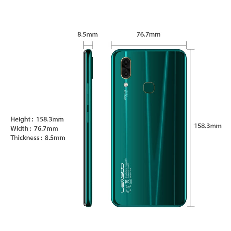 [HK Warehouse] LEAGOO S11, 4GB+64GB, Dual Back Cameras, Face ID & Fingerprint Identification, 6.3 inch Water-drop Screen Android 9.0 MTK6762 Helio P22 Octa Core up to 2.0GHz, Network: 4G, Dual SIM, OTG