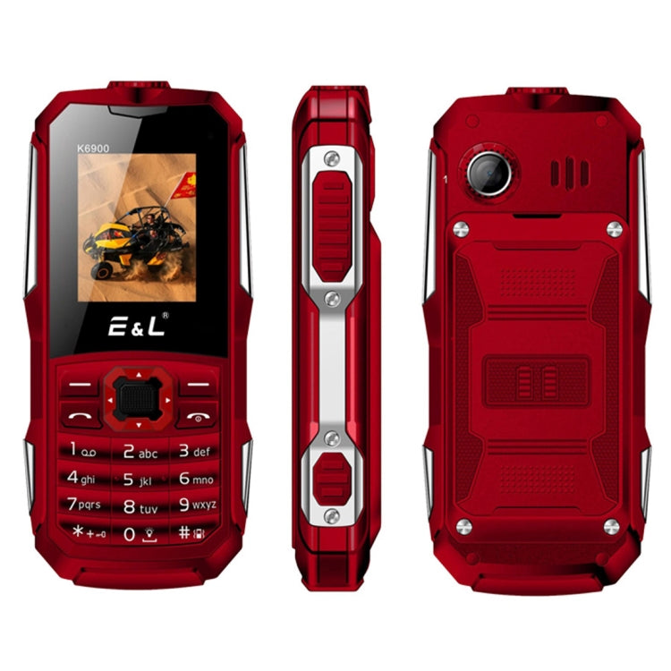 E&L K6900 Triple Proofing Phone, IP68 Waterproof Dustproof Shockproof, 1.8 inch, Bluetooth, FM, Flashlight, Dual SIM(Red)
