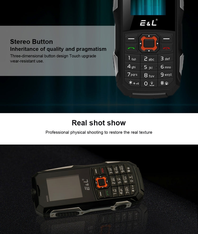 E&L K6900 Triple Proofing Phone, IP68 Waterproof Dustproof Shockproof, 1.8 inch, Bluetooth, FM, Flashlight, Dual SIM(Red)