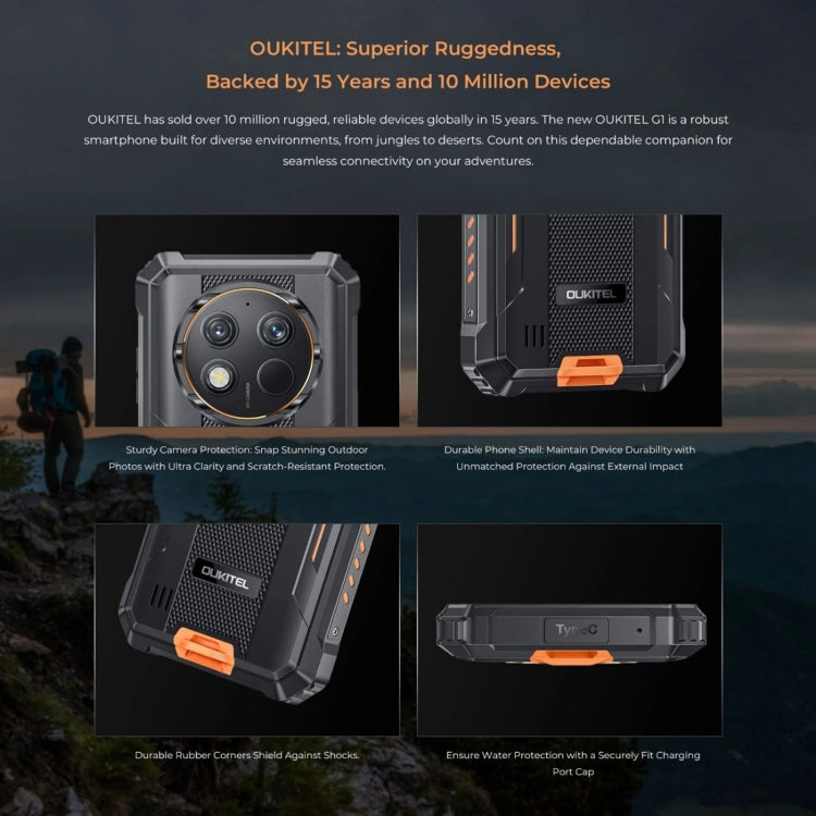 [HK Warehouse] Oukitel G1 Rugged Phone, 6GB+256GB, Fingerprint Identification, 6.52 inch Android 14 T606 Octa Core, NFC, OTG, Network: 4G