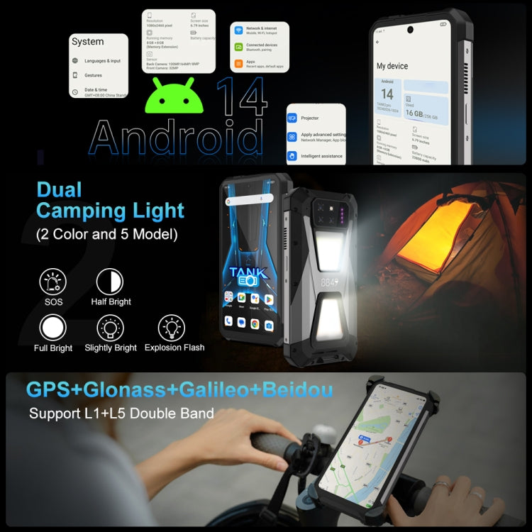 [HK Warehouse] Unihertz 8849 Tank 3S Night Vision Projector Rugged Phone, 16GB+512GB, 6.79 inch Android 14 Dimensity 8200 Octa Core, Network: 5G  - Black