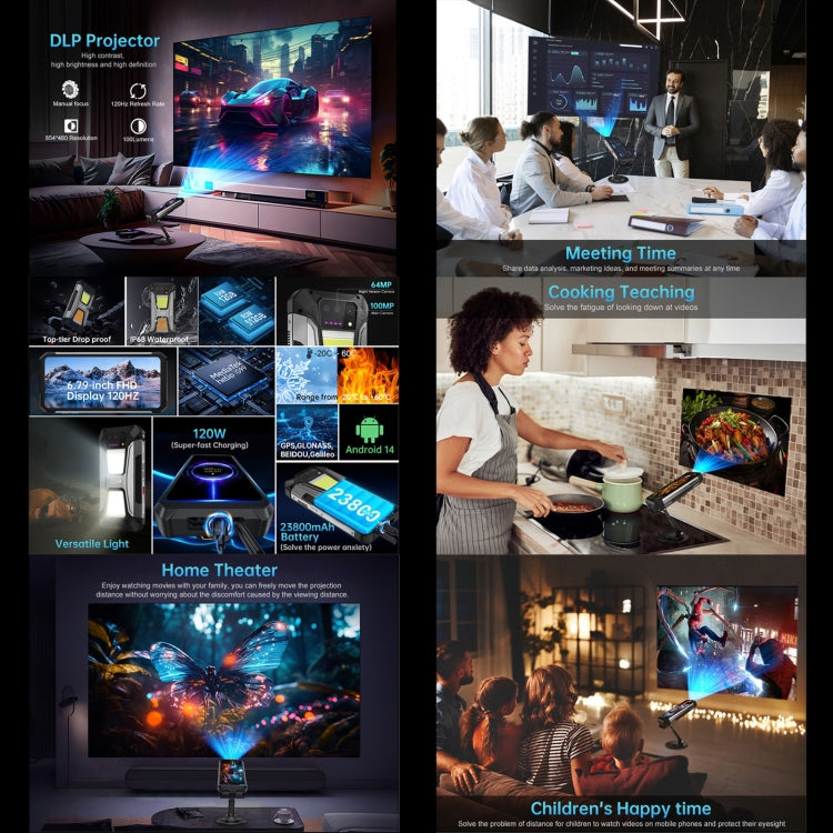 [HK Warehouse] Unihertz 8849 Tank 2 Pro Night Vision Projector Rugged Phone, 12GB+512GB, 6.79 inch Android 14 MTK6789 Octa Core, Network: 4G  - Black