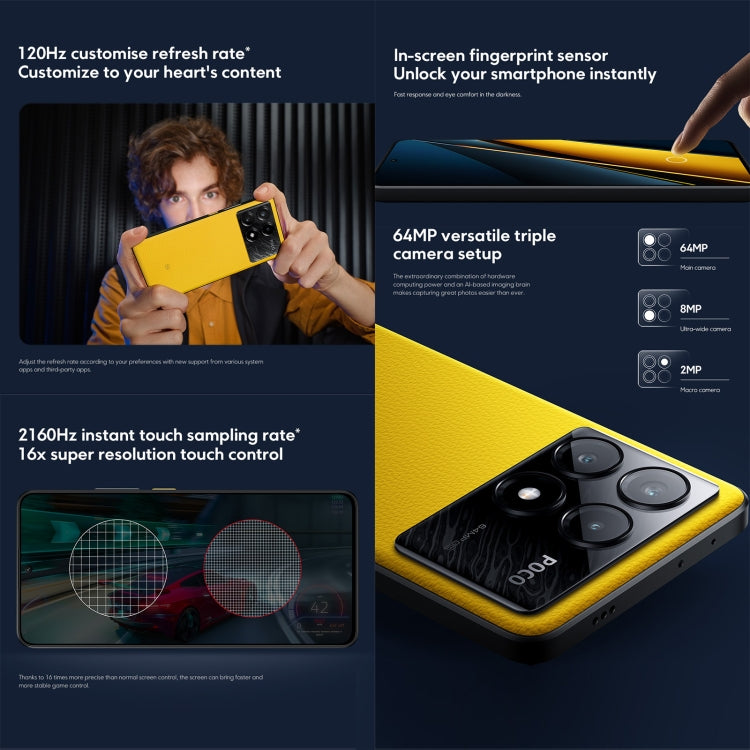 [HK Warehouse] Xiaomi POCO X6 Pro Global, 12GB+512GB, In-screen Fingerprint, 6.67 inch Xiaomi HyperOS MediaTek Dimensity 8300-Ultra Octa Core 3.35GHz, NFC, Network: 5G  - Black