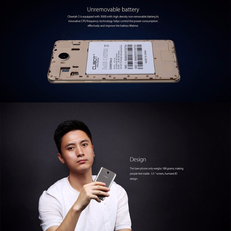 [HK Warehouse] CUBOT CHEETAH 2 32GB, Network: 4G, Dual SIM, Dual Camera, 5.5 inch IPS Screen, Android 6.0 OS, MT6753 OCTA-Core 1.3GHz, RAM: 3GB, Support OTG,WAP, WiFi, GPS, Handwrite/Keypad, 256GB TF Card