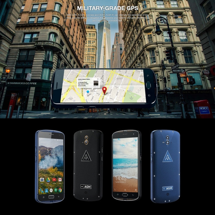 AGM  X1 Triple Proofing Phone, 4GB+64GB, Fingerprint Identification, Dual 13.0MP Back Cameras, 5400mAh Battery, IP68 Waterproof Dustproof Shockproof, 5.5 inch Android 5.1 Snapdragon 617 Octa Core, Network: 4G, OTG, NFC