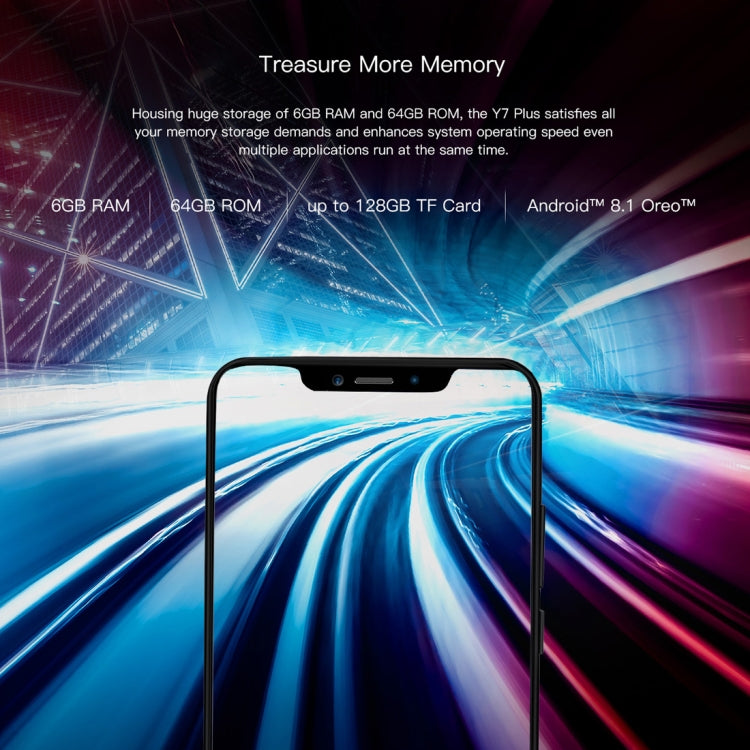 [HK Warehouse] DOOGEE Y7 Plus, 6GB+64GB, Dual Back Cameras, Face ID & DTouch Fingerprint, 5080mAh Battery, 6.18 inch U-notch Android 8.1 MTK6757 Octa Core up to 2.5GHz, Network: 4G, OTG, OTA, Dual SIM (Obsidian Black)