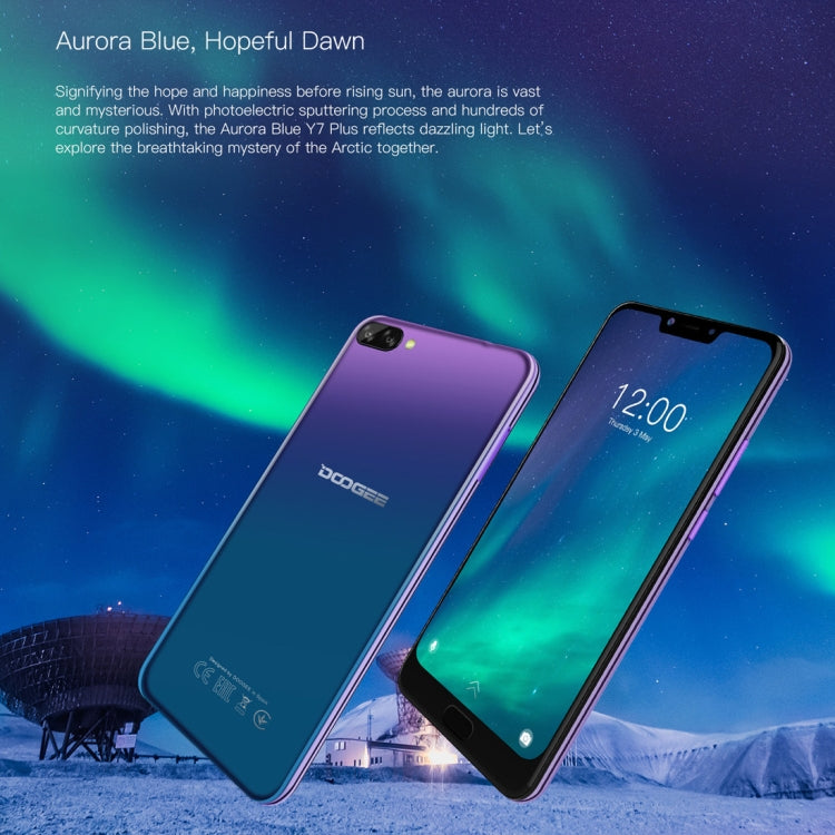 [HK Warehouse] DOOGEE Y7 Plus, 6GB+64GB, Dual Back Cameras, Face ID & DTouch Fingerprint, 5080mAh Battery, 6.18 inch U-notch Android 8.1 MTK6757 Octa Core up to 2.5GHz, Network: 4G, OTG, OTA, Dual SIM (Obsidian Black)