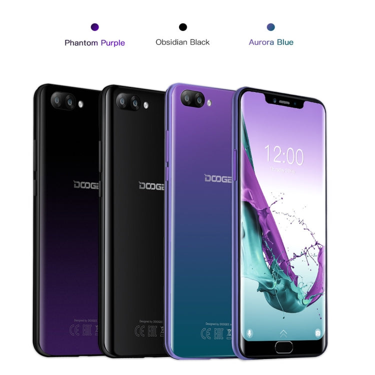 [HK Warehouse] DOOGEE Y7 Plus, 6GB+64GB, Dual Back Cameras, Face ID & DTouch Fingerprint, 5080mAh Battery, 6.18 inch U-notch Android 8.1 MTK6757 Octa Core up to 2.5GHz, Network: 4G, OTG, OTA, Dual SIM (Obsidian Black)