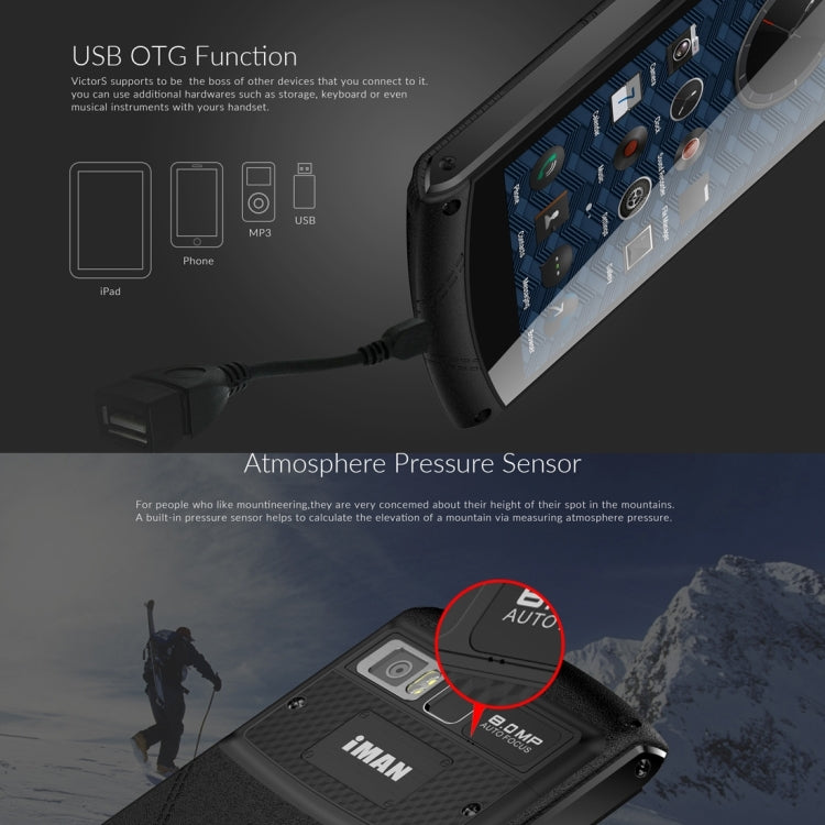 iMAN Victor S Waterproof Phone 16GB, Network: 4G, Life Waterproof Dustproof Shockproof, 4500mAh Big Battery, 5 inch Corning Gorilla Glass 4 Screen Android 6.0 MT6735 Quad Core 1.3GHz, RAM: 2GB