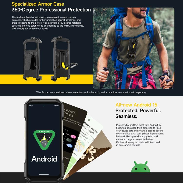 [HK Warehouse] Ulefone Armor 27T+ Rugged Phone, 12GB+256GB, Thermal Imager, Night Vision, 10600mAh, 6.78 inch Android 15 MediaTek Helio G99 Octa Core, Network: 4G, NFC, OTG  - Black