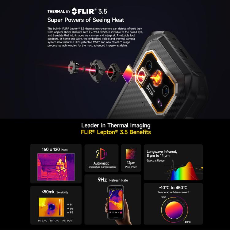 [HK Warehouse] Ulefone Armor 27T+ Rugged Phone, 12GB+256GB, Thermal Imager, Night Vision, 10600mAh, 6.78 inch Android 15 MediaTek Helio G99 Octa Core, Network: 4G, NFC, OTG  - Black