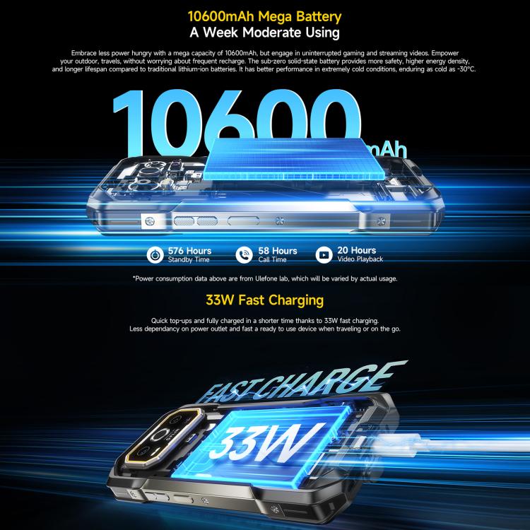 [HK Warehouse] Ulefone Armor 27T+ Rugged Phone, 12GB+256GB, Thermal Imager, Night Vision, 10600mAh, 6.78 inch Android 15 MediaTek Helio G99 Octa Core, Network: 4G, NFC, OTG  - Black