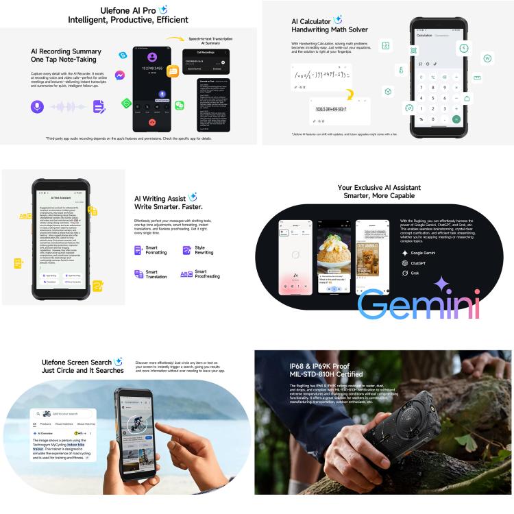 [HK Warehouse] Ulefone RugKing, 8GB+128GB, IP68/IP69K Rugged Phone, 5.99 inch Android 15 Unisoc T7255 Octa Core, Network: 4G, NFC, OTG  - Black