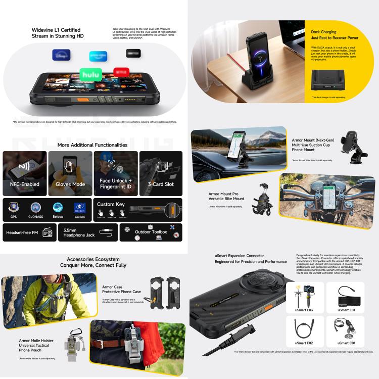 [HK Warehouse] Ulefone RugKing, 8GB+128GB, IP68/IP69K Rugged Phone, 5.99 inch Android 15 Unisoc T7255 Octa Core, Network: 4G, NFC, OTG  - Black