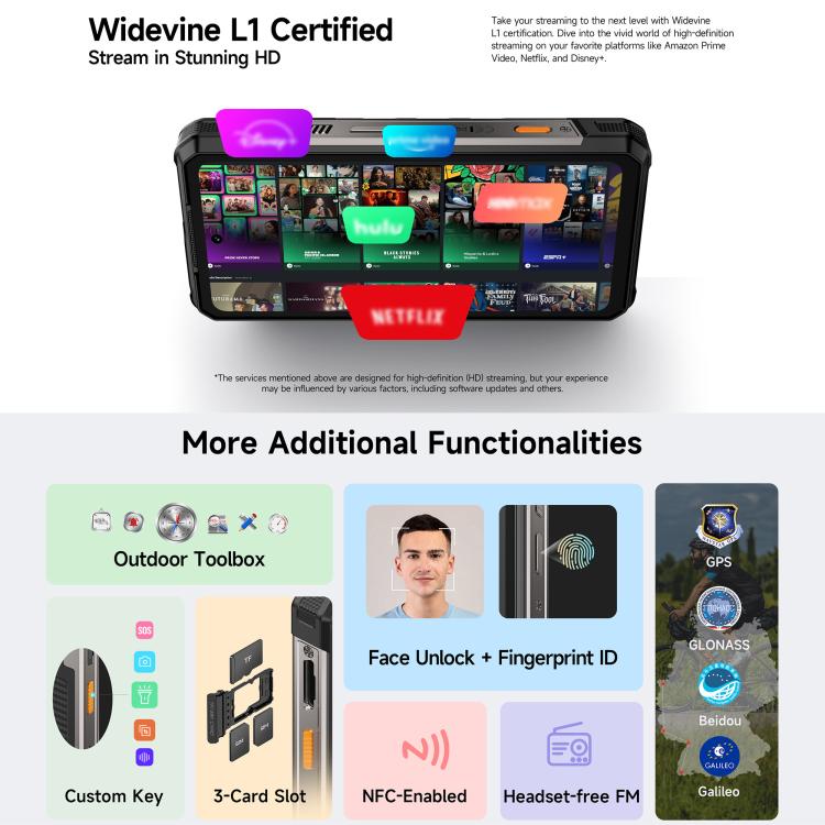 [HK Warehouse] Ulefone RugKing 5 Pro Rugged Phone, 8GB+256GB, Side Fingerprint, 20000mAh Battery, 6.78 inch Android 16 Unisoc T7250 Octa Core, Network: 4G, NFC, OTG  - Black