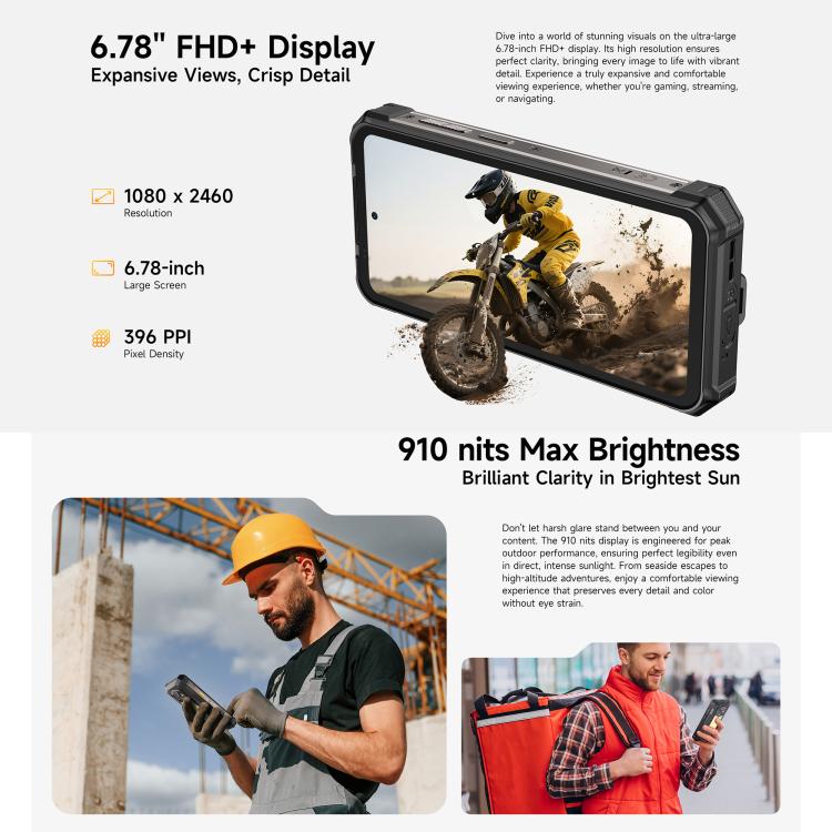 [HK Warehouse] Ulefone RugKing 5 Pro Rugged Phone, 8GB+256GB, Side Fingerprint, 20000mAh Battery, 6.78 inch Android 16 Unisoc T7250 Octa Core, Network: 4G, NFC, OTG  - Black
