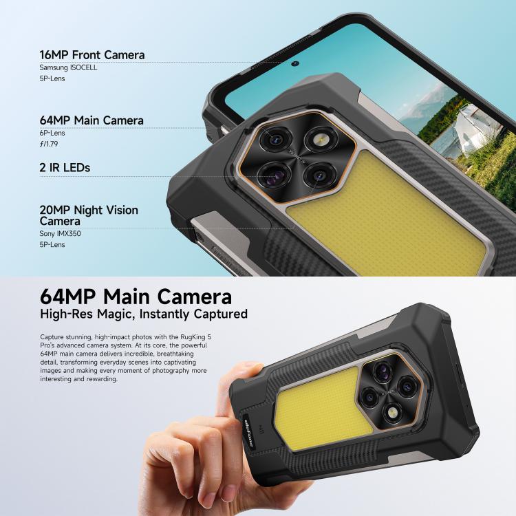 [HK Warehouse] Ulefone RugKing 5 Pro Rugged Phone, 8GB+256GB, Side Fingerprint, 20000mAh Battery, 6.78 inch Android 16 Unisoc T7250 Octa Core, Network: 4G, NFC, OTG  - Black