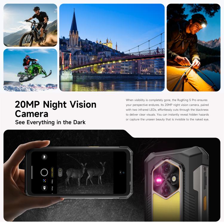 [HK Warehouse] Ulefone RugKing 5 Pro Rugged Phone, 8GB+256GB, Side Fingerprint, 20000mAh Battery, 6.78 inch Android 16 Unisoc T7250 Octa Core, Network: 4G, NFC, OTG  - Black