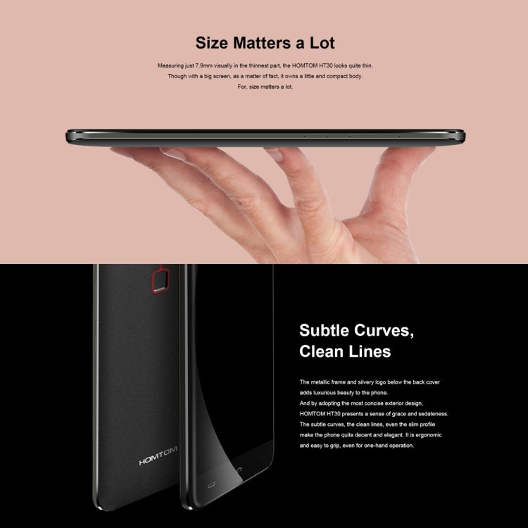 [HK Warehouse] HOMTOM HT30, 1GB+8GB, Fingerprint Identification, 5.5 inch 2.5D Android 6.0, MTK6580 Quad Core up to 1.3GHz, Network: 3G, Dual SIM, OTA, WiFi, BT, GPS, FM(Black)