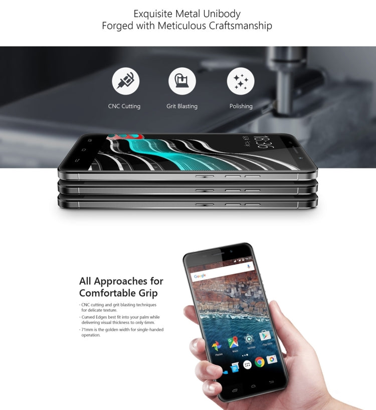 [HK Warehouse] Ulefone Metal Lite, 1GB+16GB, Fingerprint Identification, 5.0 inch 2.5D Android 6.0 MTK6580A Quad Core up to 1.3GHz, OTG, Network: 3G