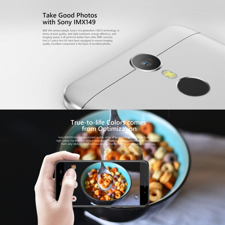 [HK Warehouse] Ulefone Metal, 3GB+16GB, Fingerprint Identification, 5.0 inch 2.5D Android 6.0 MTK6753 Octa Core up to 1.3GHz, OTG, Network: 4G