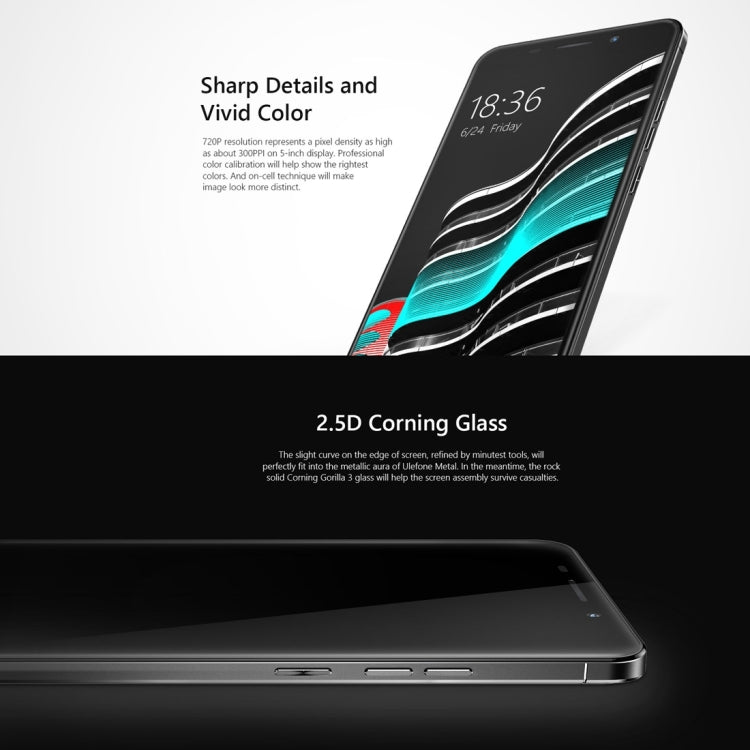 [HK Warehouse] Ulefone Metal, 3GB+16GB, Fingerprint Identification, 5.0 inch 2.5D Android 6.0 MTK6753 Octa Core up to 1.3GHz, OTG, Network: 4G
