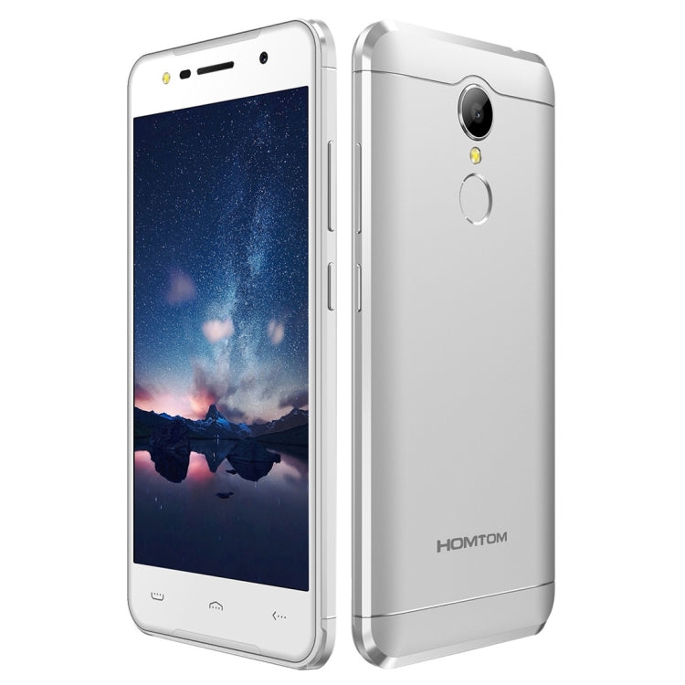 [HK Warehouse] HOMTOM HT37, 2GB+16GB, Fingerprint Identification, 5.0 inch 2.5D Android 6.0, MTK6580 Quad Core up to 1.3GHz, Network: 3G, Dual SIM, OTA, WiFi, BT, GPS, FM(Silver)