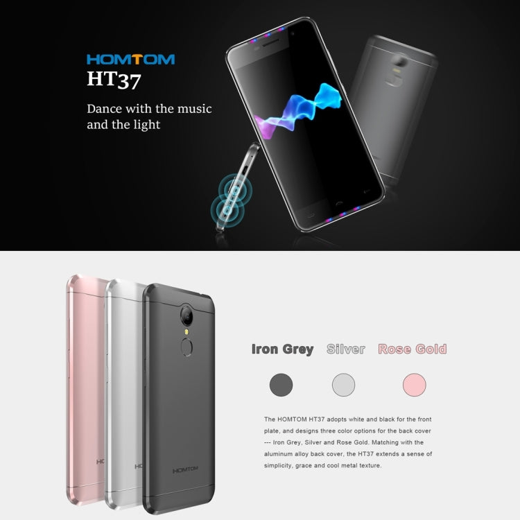 [HK Warehouse] HOMTOM HT37, 2GB+16GB, Fingerprint Identification, 5.0 inch 2.5D Android 6.0, MTK6580 Quad Core up to 1.3GHz, Network: 3G, Dual SIM, OTA, WiFi, BT, GPS, FM(Silver)