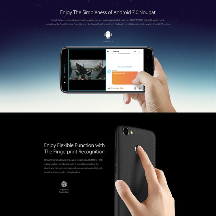 [HK Warehouse] HOMTOM HT50, 3GB+32GB, 5500mAh Battery, Fingerprint Identification, 5.5 inch 2.5D Android 7.0, MTK6737 Quad Core up to 1.3GHz, Network: 4G, Dual SIM(Silver)
