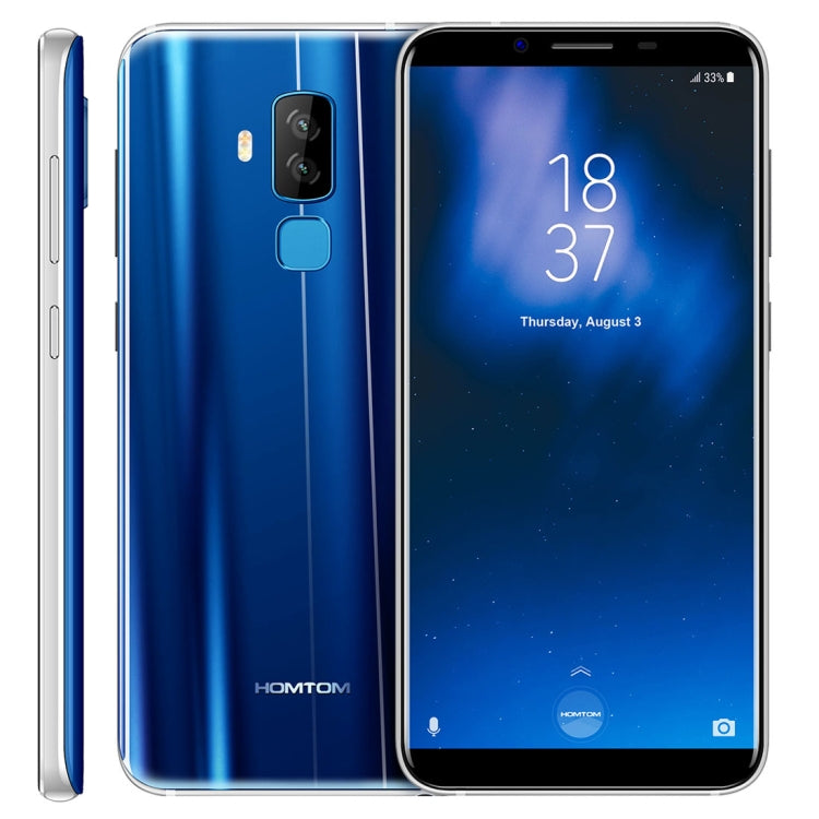 [HK Warehouse] HOMTOM S8, 4GB+64GB, Dual Back Cameras, Fingerprint Identification, 5.7 inch 2.5D Android 7.0 MTK6750T Octa Core up to 1.5GHz, Network: 4G, Dual SIM, OTG, WiFi, OTA, GPS(Blue)
