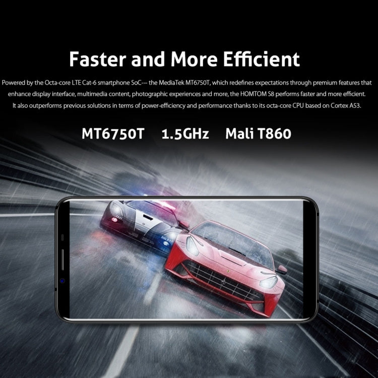 [HK Warehouse] HOMTOM S8, 4GB+64GB, Dual Back Cameras, Fingerprint Identification, 5.7 inch 2.5D Android 7.0 MTK6750T Octa Core up to 1.5GHz, Network: 4G, Dual SIM, OTG, WiFi, OTA, GPS(Blue)