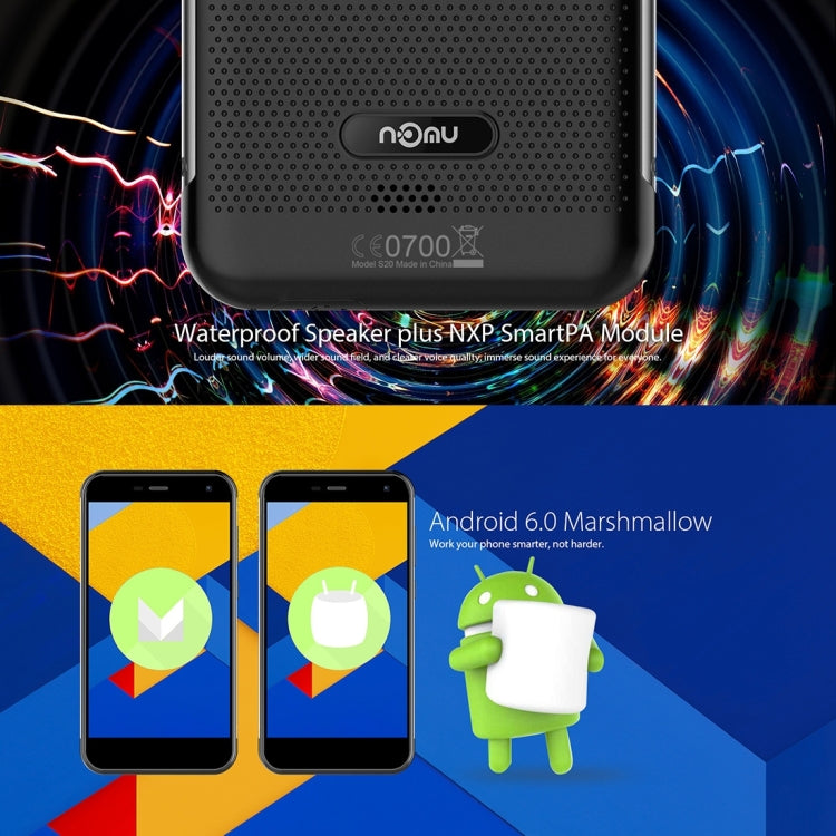 [HK Warehouse] NOMU S20 Triple Proofing Phone, 3GB+32GB, IP68 Waterproof Dustproof Shockproof, 5.0 inch Sharp Android 6.0 MTK6737 Quad Core up to 1.5GHz, Network: 4G, Dual SIM, OTG(Black)
