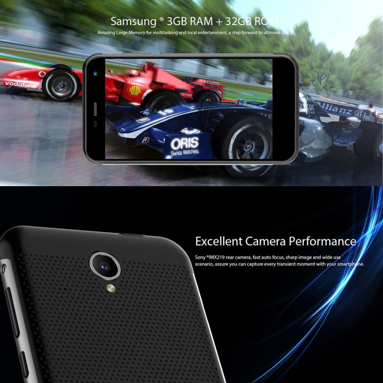 [HK Warehouse] NOMU S20 Triple Proofing Phone, 3GB+32GB, IP68 Waterproof Dustproof Shockproof, 5.0 inch Sharp Android 6.0 MTK6737 Quad Core up to 1.5GHz, Network: 4G, Dual SIM, OTG(Black)
