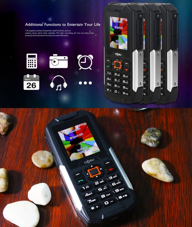 [HK Warehouse] NOMU T10 Triple Proofing Phone, IP68 Waterproof Dustproof Shockproof, 2800mAh Battery, MTK6261A, Dual SIM, SOS, FM, Flashlight(Black)