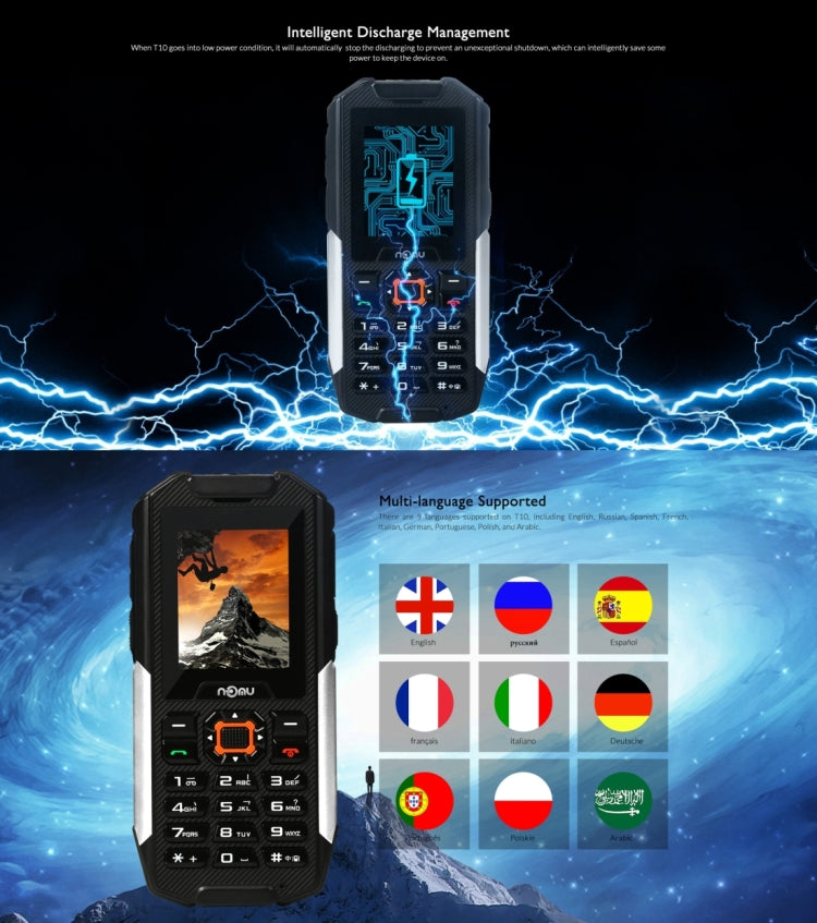 [HK Warehouse] NOMU T10 Triple Proofing Phone, IP68 Waterproof Dustproof Shockproof, 2800mAh Battery, MTK6261A, Dual SIM, SOS, FM, Flashlight(Black)
