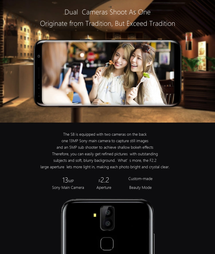 Meiigoo S8, 4GB+64GB, Dual Back Cameras, Fingerprint Identification, 6.1 inch 3D Arc Android 7.0 MTK6750T Octa Core up to 1.5GHz, Network: 4G(Gold)