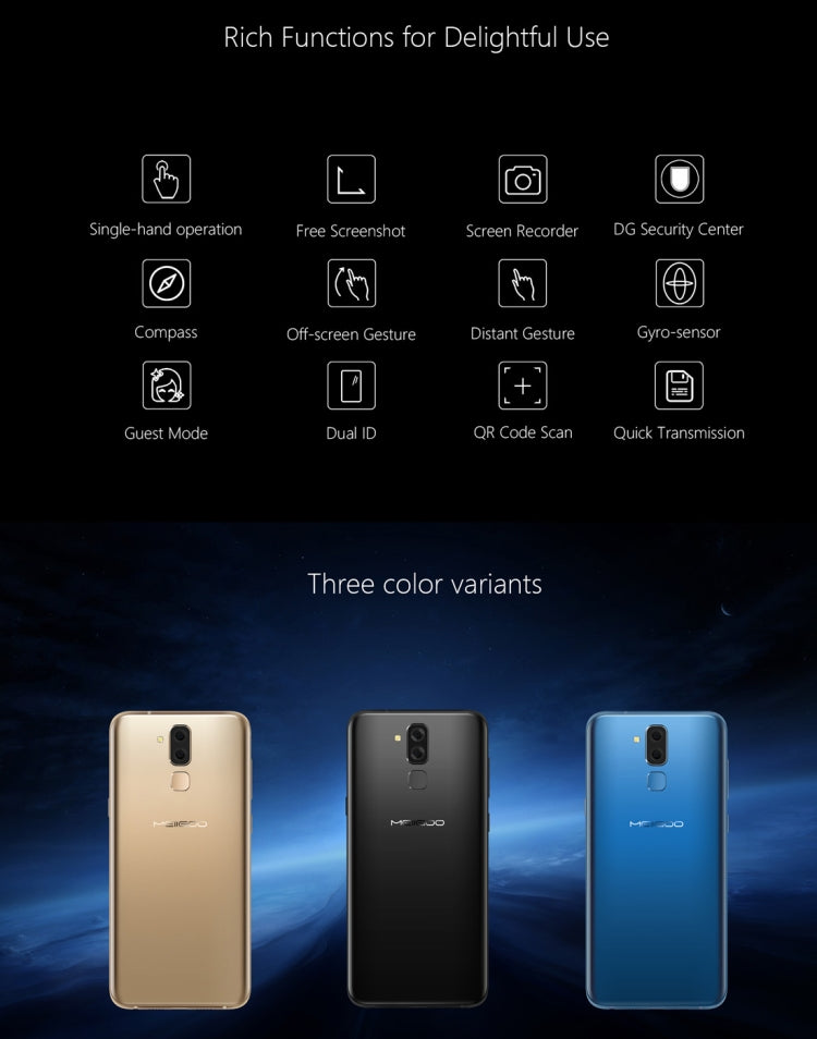 Meiigoo S8, 4GB+64GB, Dual Back Cameras, Fingerprint Identification, 6.1 inch 3D Arc Android 7.0 MTK6750T Octa Core up to 1.5GHz, Network: 4G(Gold)