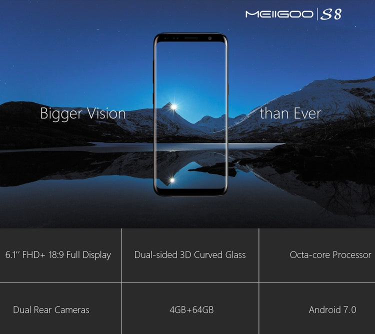 Meiigoo S8, 4GB+64GB, Dual Back Cameras, Fingerprint Identification, 6.1 inch 3D Arc Android 7.0 MTK6750T Octa Core up to 1.5GHz, Network: 4G(Gold)
