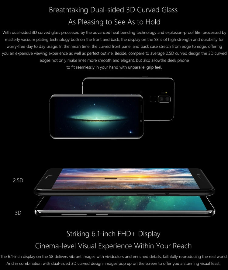 Meiigoo S8, 4GB+64GB, Dual Back Cameras, Fingerprint Identification, 6.1 inch 3D Arc Android 7.0 MTK6750T Octa Core up to 1.5GHz, Network: 4G(Gold)
