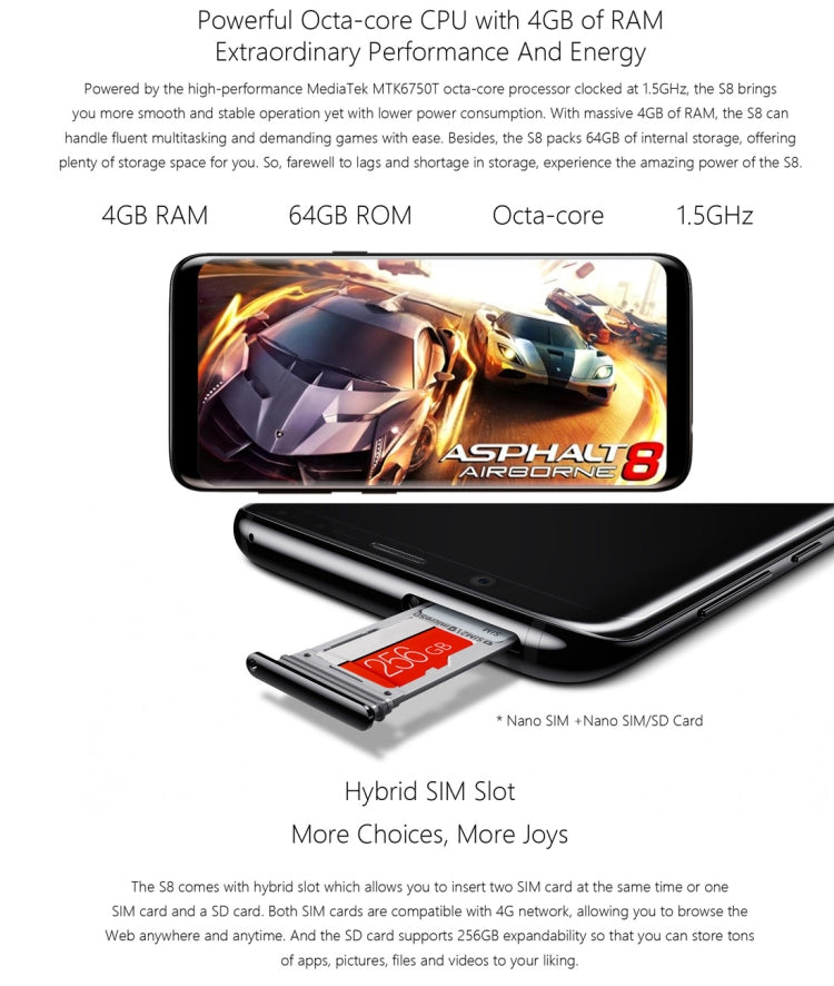Meiigoo S8, 4GB+64GB, Dual Back Cameras, Fingerprint Identification, 6.1 inch 3D Arc Android 7.0 MTK6750T Octa Core up to 1.5GHz, Network: 4G(Gold)