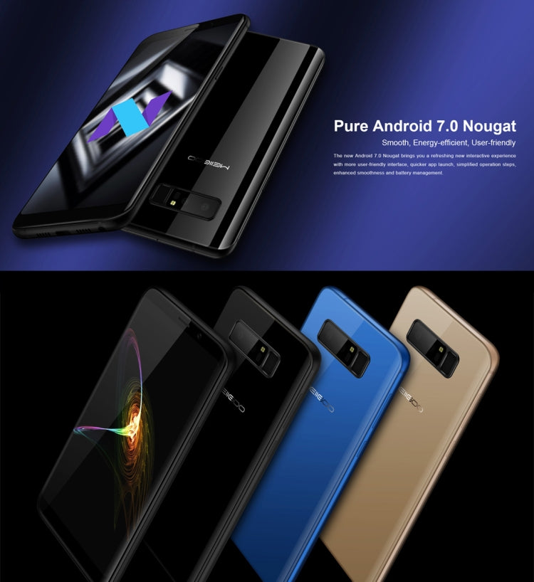 Meiigoo Note 8, 4GB+64GB, Dual Back Cameras, Face & Fingerprint Identification, 5.99 inch Dual-side 3D Arc Glass Android 7.0 MTK6750T Octa Core up to 1.5GHz, Network: 4G(Gold)