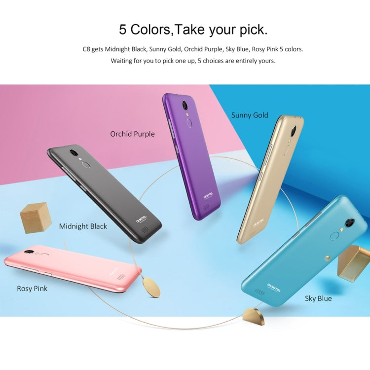 [HK Warehouse] OUKITEL C8, 2GB+16GB, Network: 3G, Fingerprint Identification, 5.5 inch Android 7.0 MTK6850A Quad Core up to 1.3GHz, Dual SIM